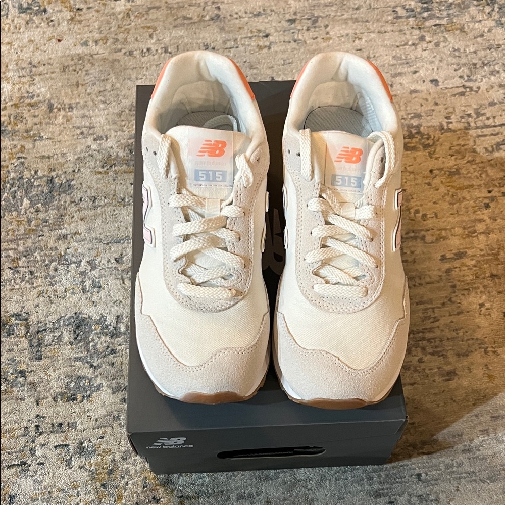 New Balance 515 Cream and Orange Sneakers - Picture 2 of 6